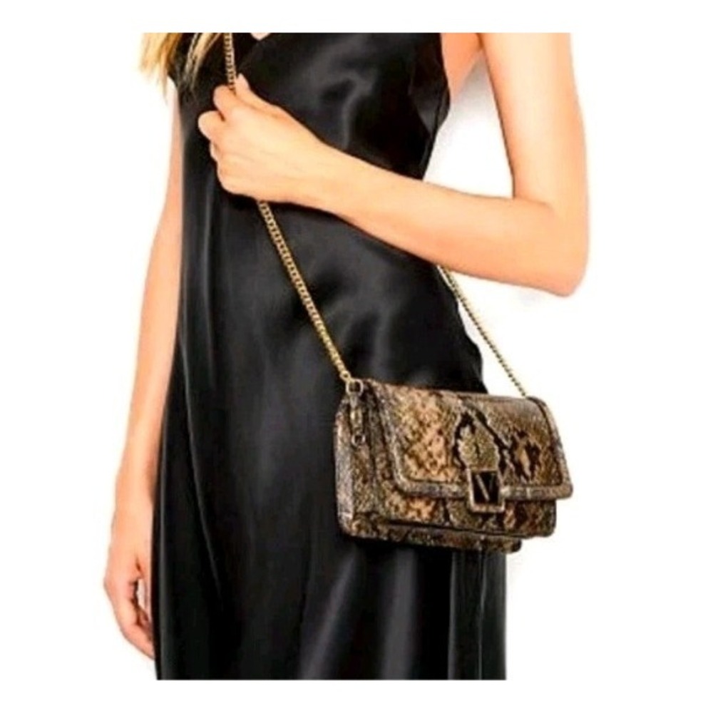 VICTORIA'S SECRET FAUX SNAKESKIN LEATHER CHAIN STRAP SHOULDER BAG HANDBAG PURSE